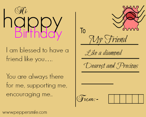 Birthday Postcard For Your Friend